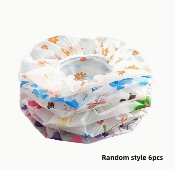 Set of 6 High-Quality Waterproof Shower Caps - Image 2